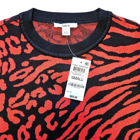 Bar lll Women's Zebra Leopard Animal Print Jacquard Mob-Wife Sweater Size Small - Picture 5 of 8